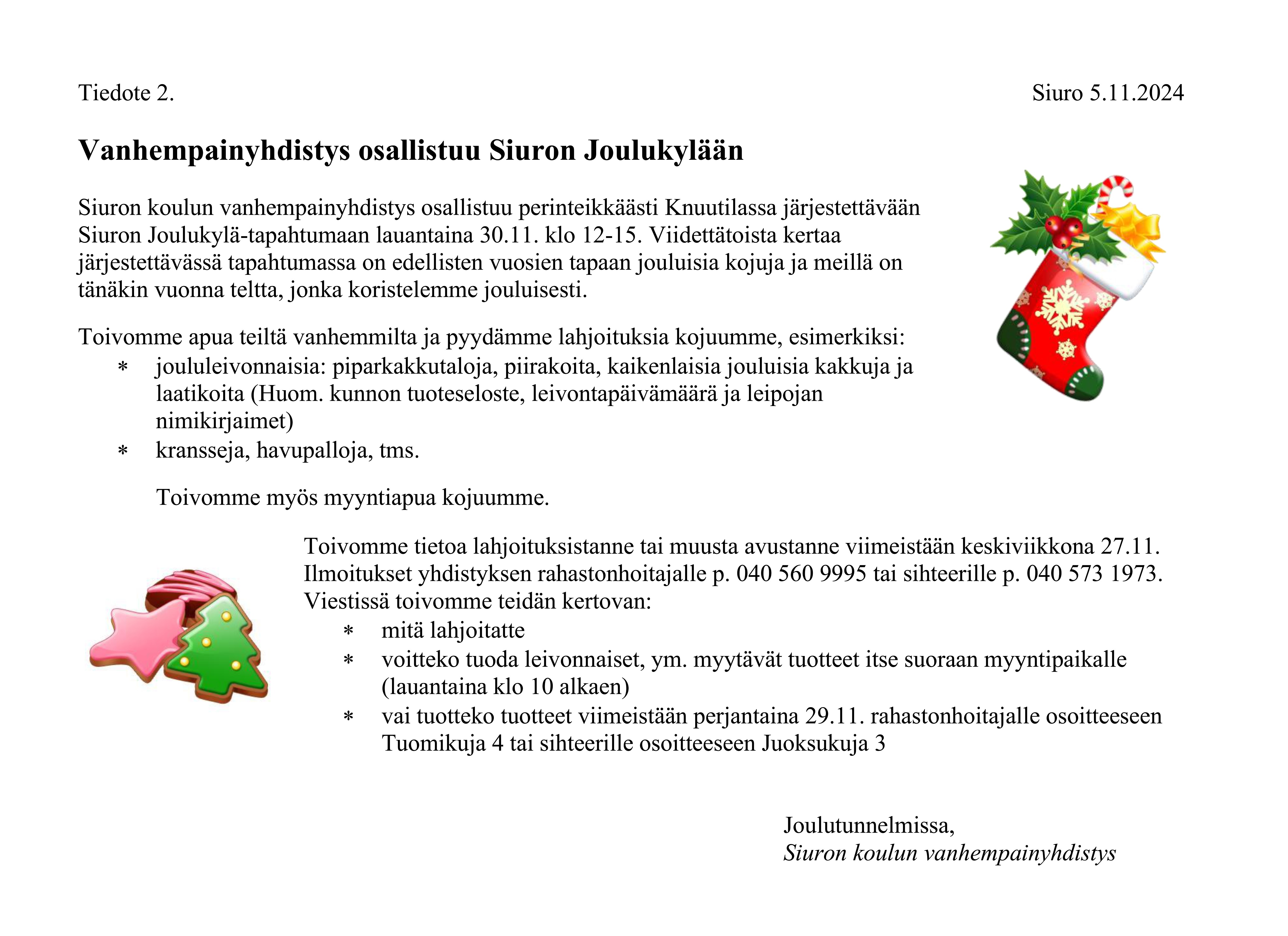 Tiedote 2 Siuron Joulukylä 301124